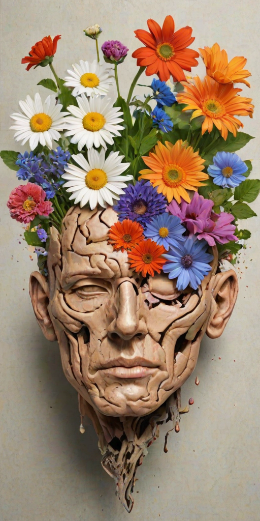 half brain half flowers