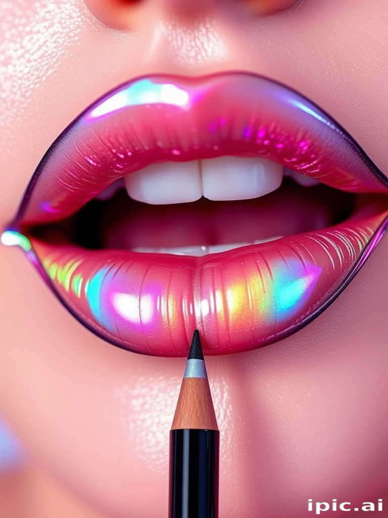 Holographic lip liner called "Prism Edge" that creates a multi-dimensional, iridescent outline to enhance and define the lip shape