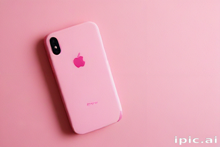 Pink Raspberry Phone Stylish Pink Smartphone Case with Iconic Apple Logo on Soft Background
