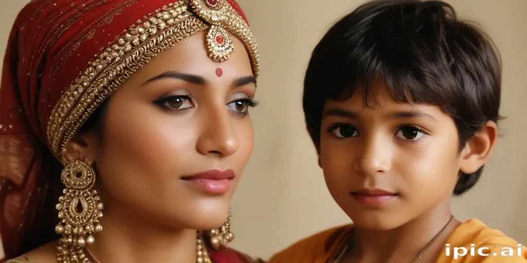 mom and son indian