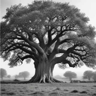 oak tree clipart black and white