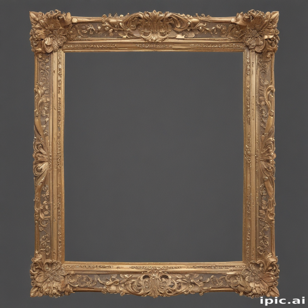 Ornate Golden Picture Frame with Intricate Floral Designs and ...
