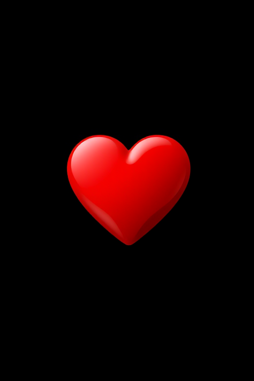 Create a vivid red heart icon against a plain black background, captured with a DSLR camera, 50mm lens, f/2.8 aperture, ISO 100, shot in macro view for enhanced detail and clarity.