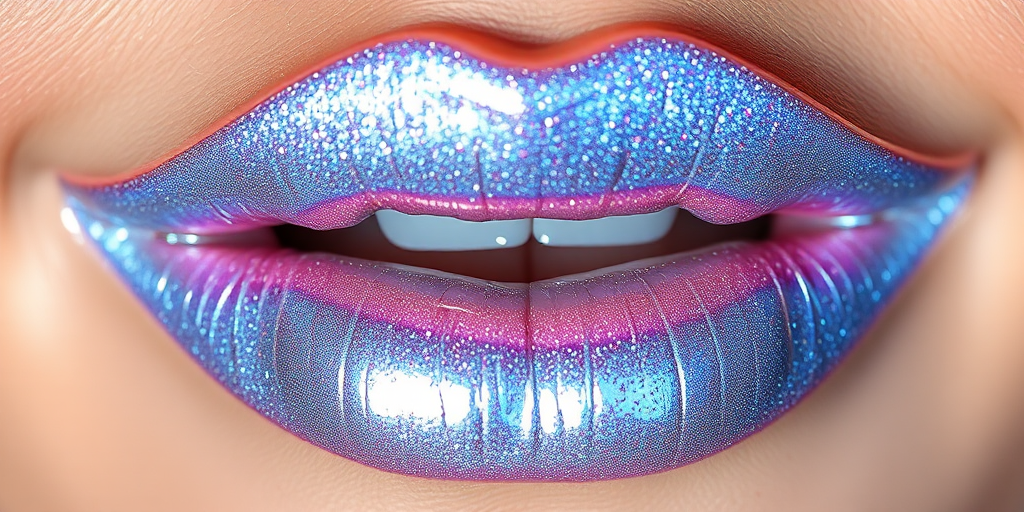 Holographic silver lips with a glossy top coat, "Cosmic Frost" showcases a multi-dimensional shimmer that shifts colors in the light for a futuristic aesthetic