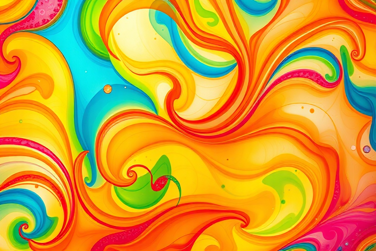 a vibrant abstract pattern featuring colorful swirling shapes and translucent textures, photographed with a Canon EOS R5, 50mm lens, f/1.8 aperture, ISO 100, 1/200s shutter speed, in a soft focus style to enhance depth and richness of colors