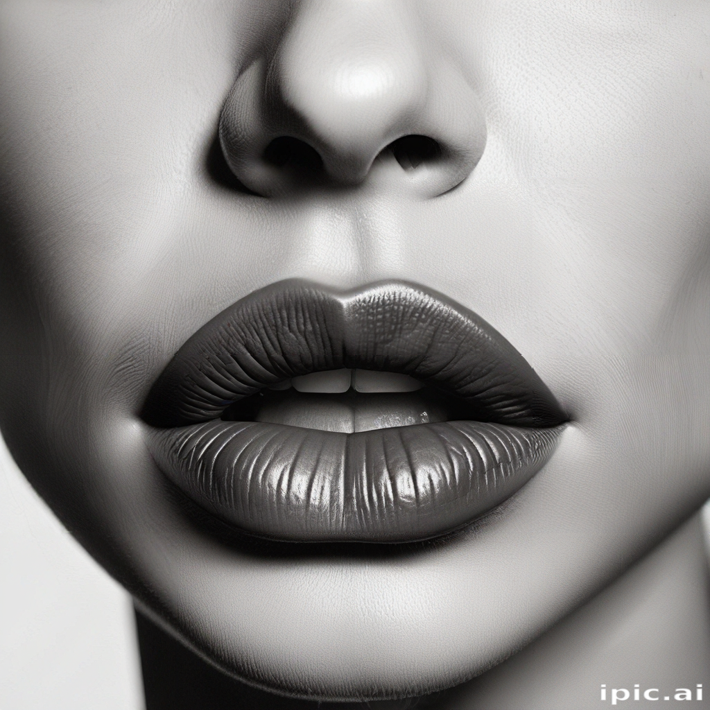 Close View Realistic Close-Up of a Human Face Highlighting Lips and Nose Details
