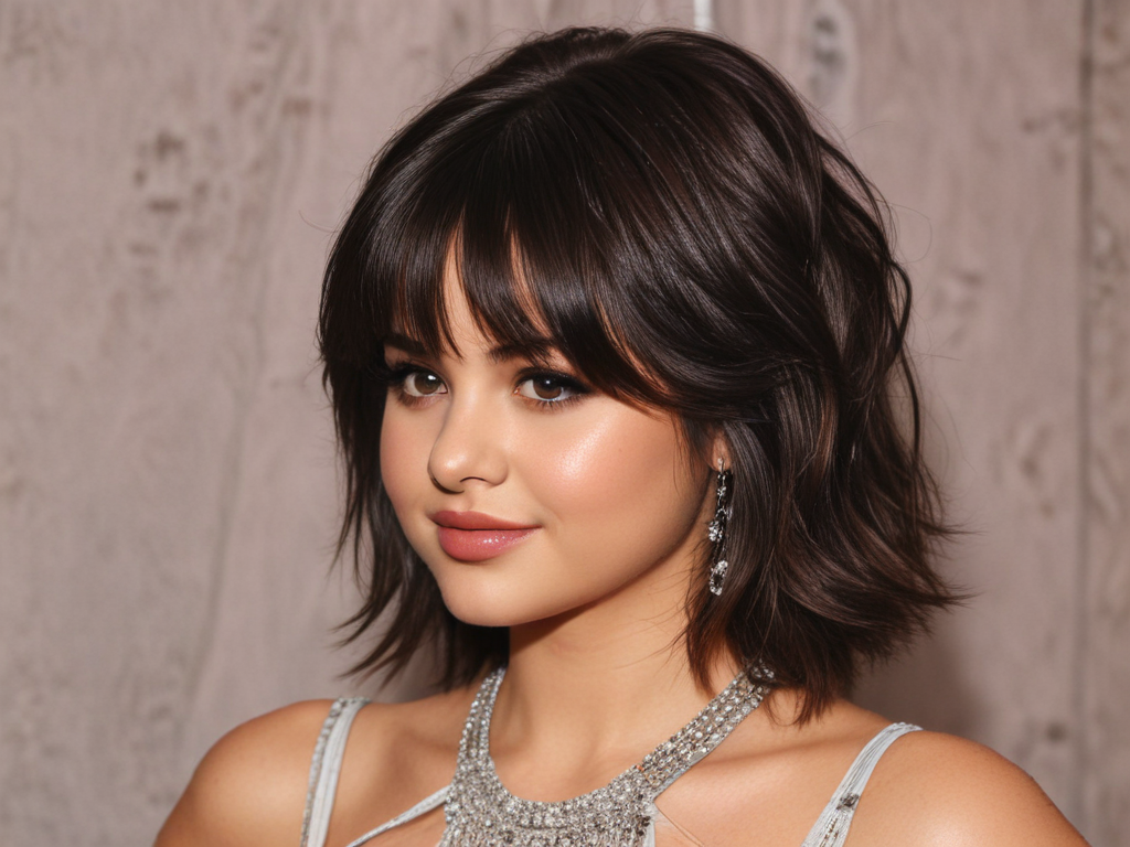 selena gomez hair with bangs