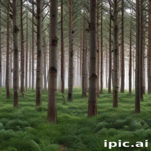 Serene Forest Landscape with Tall Trees Surrounded by Lush Greenery and ...
