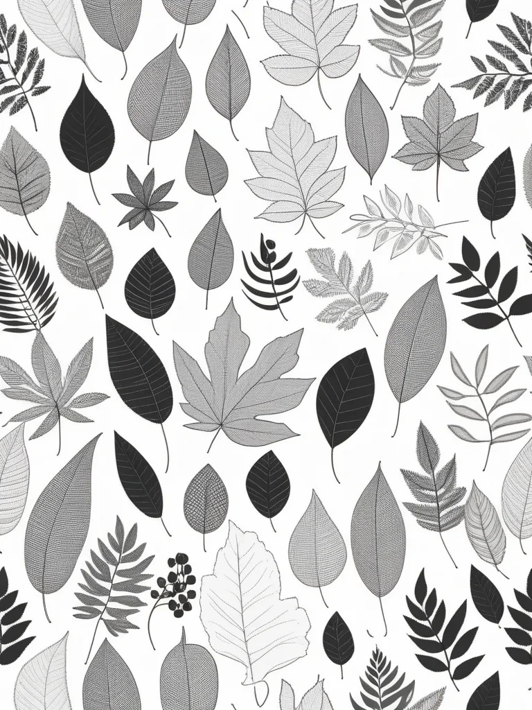 black and white leaf clipart