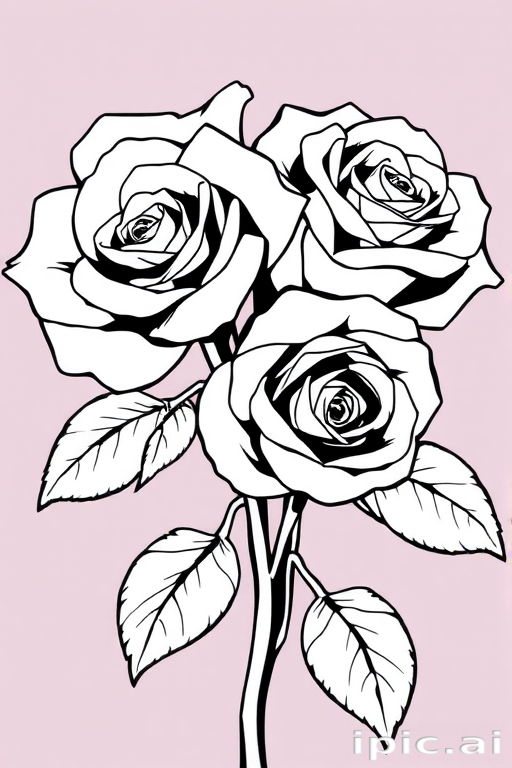 roses clipart black and white