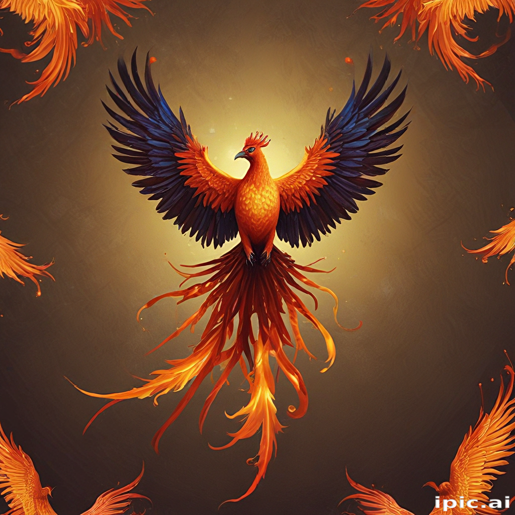 Majestic Phoenix Rising from Flames, Symbolizing Rebirth and Transformation
