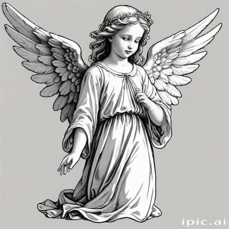 angel clip art black and white
