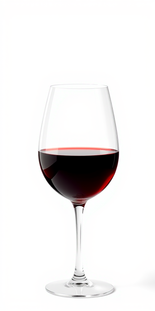 Create a minimalist illustration of a wine glass filled with red wine, with a clean white background, captured with a DSLR camera, 50mm lens, f/2.8 aperture, ISO 100, natural lighting for sharp details and vibrant colors.