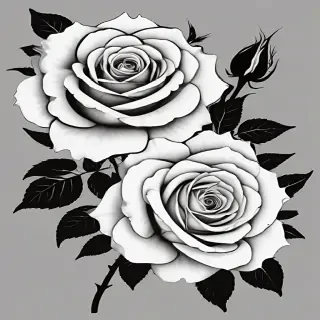 roses clipart black and white