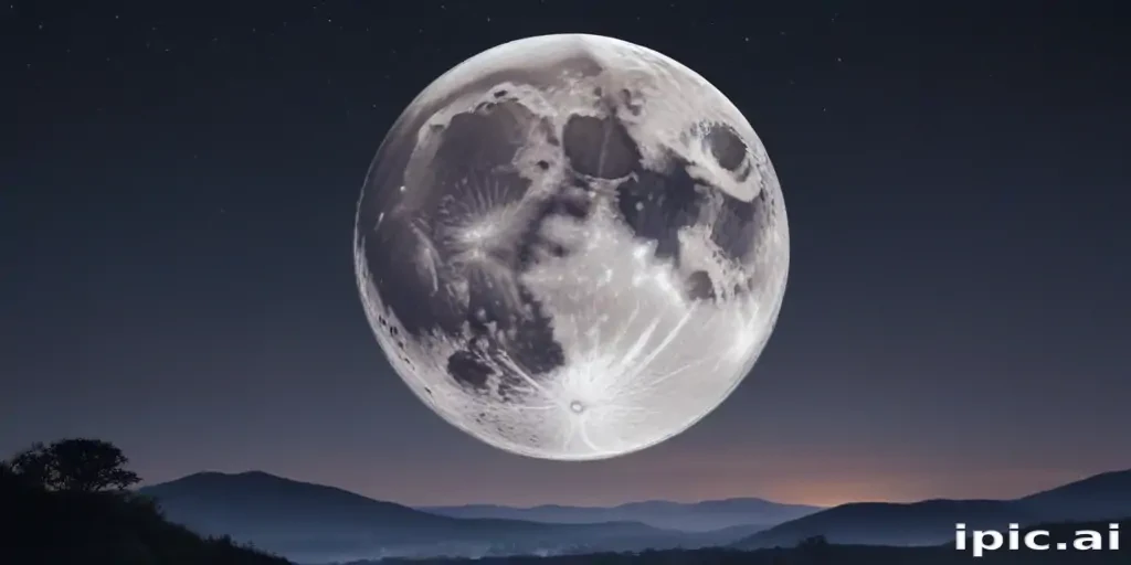 Stunning Night Sky with a Massive Moon Over Serene Mountain Landscape