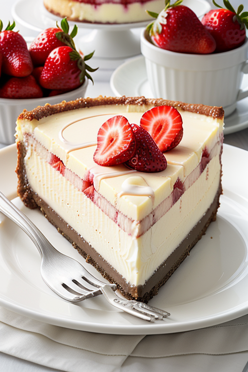 white chocolate cheesecake with strawberries