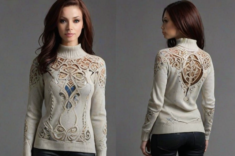 by artgerm, greg rutkowski and rachel m silva, Filigree of a Goby, Aetherpunk fashion style Sweater, aidmasoftglow