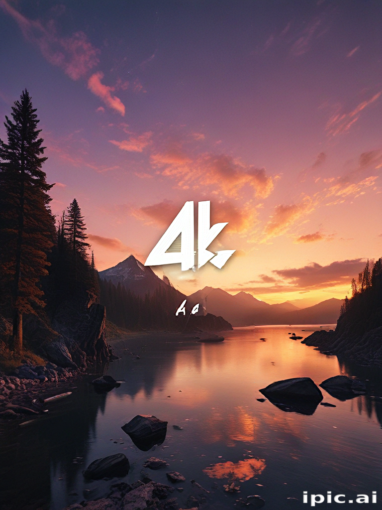 Stunning Sunset Over Tranquil Lake Surrounded by Majestic Mountains and ...