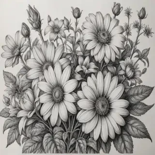 pencil drawing flowers
