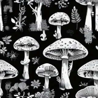 mushroom clip art black and white