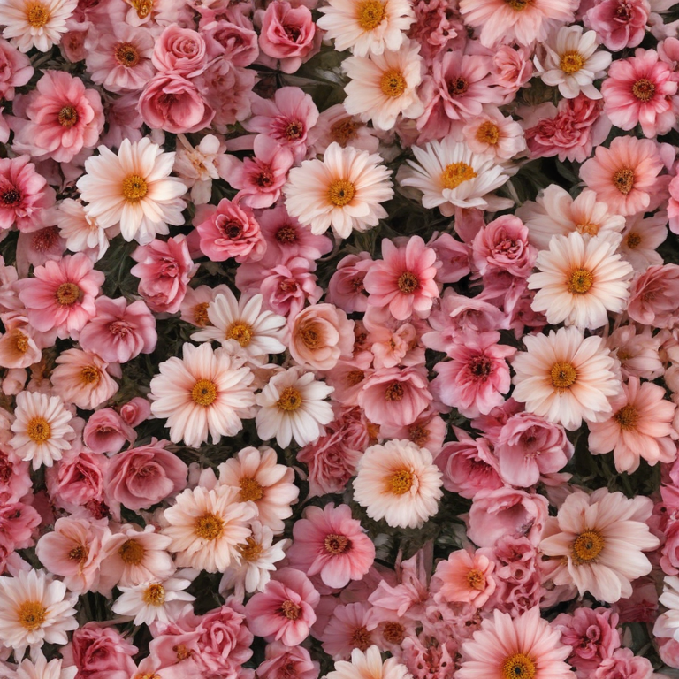Pink Flowers Array A Vibrant Floral Arrangement Featuring Various Shades of Pink Blooms.