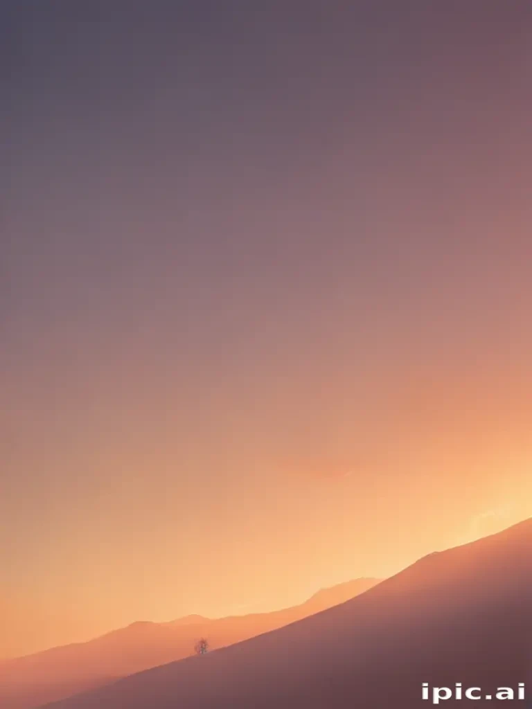 Serene Sunset over Rolling Hills with a Single Tree Silhouette