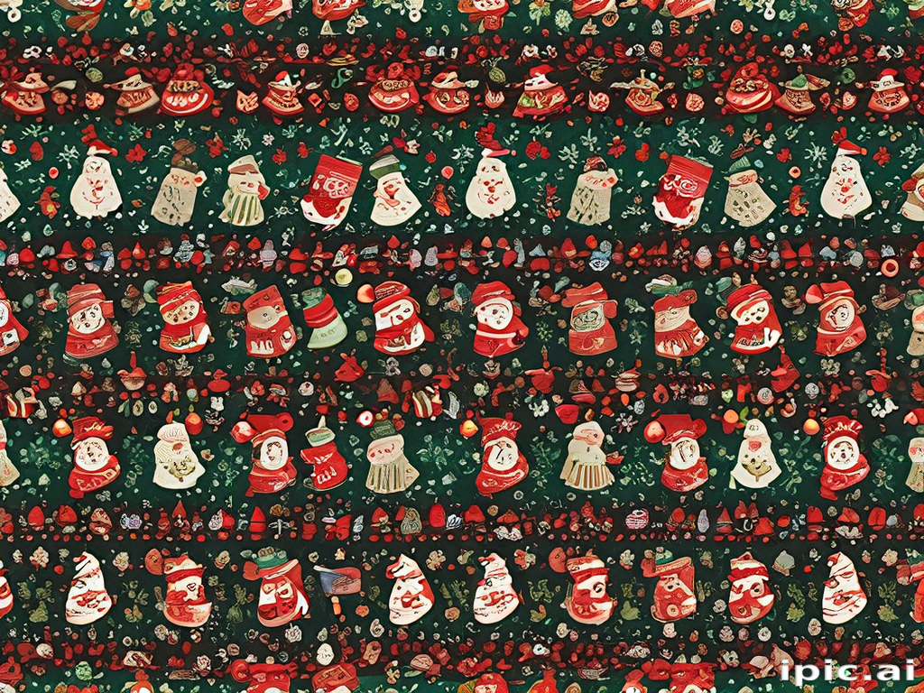 Festive Portrait Pattern Festive Holiday Pattern Featuring Cheerful Snowmen, Santa Hats, and ...