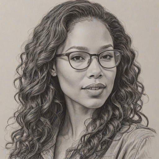 Radiant Jurnee Smollett, pencil sketch, portrait of Superb woman 1971s in glasses, hair style beatnik, outline, clear lines, fine lines, 8k