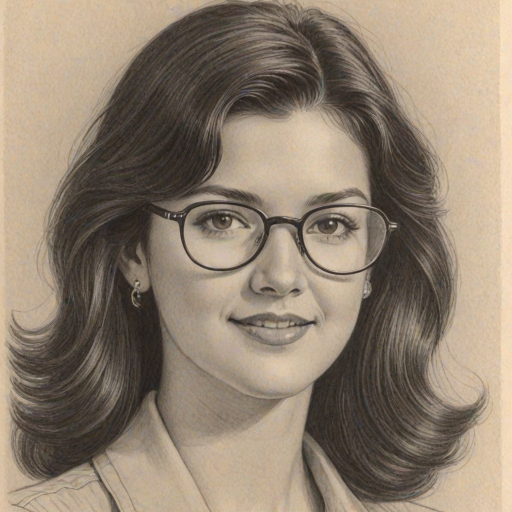 Pleasing Phoebe Cates, pencil sketch, portrait of Dazzling woman 1939s in glasses, hair style beatnik, outline, clear lines, fine lines, 8k