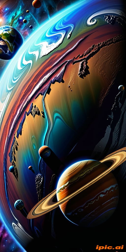 Vibrant Cosmic Landscape Featuring Planets and a Stunning Colorful Horizon
