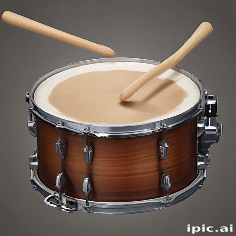 Close-Up of a Snare Drum with Wooden Sticks Ready to Play