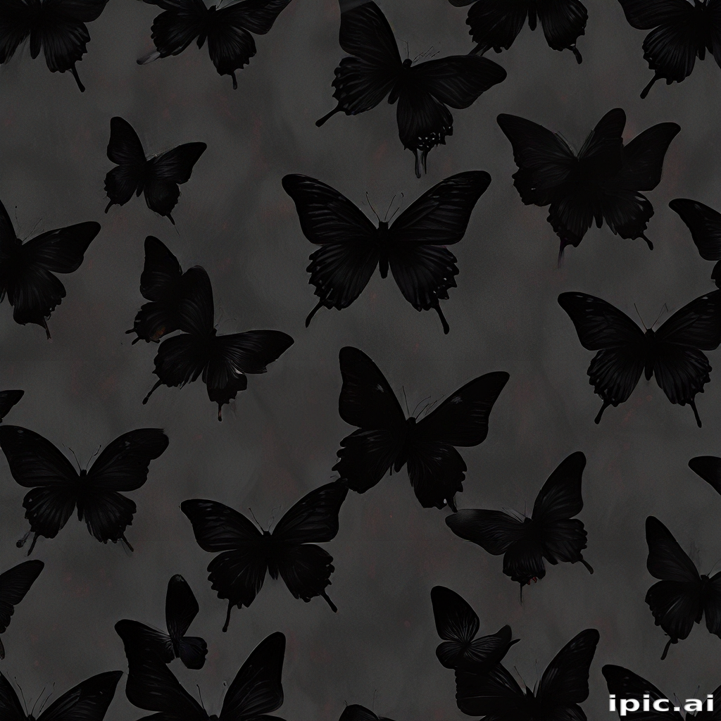A Dark and Mysterious Pattern Featuring Silhouetted Butterflies in Flight.