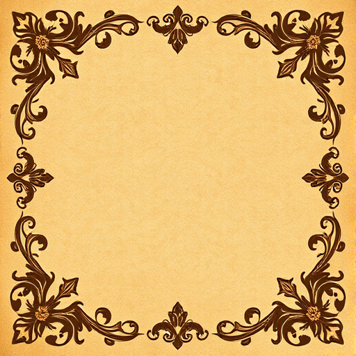 create a textured vintage paper background with ornate floral corners in warm brown tones, using a DSLR camera at f/8 aperture, 50mm lens, natural light for a soft effect, capturing a flat lay perspective for enhanced detail.