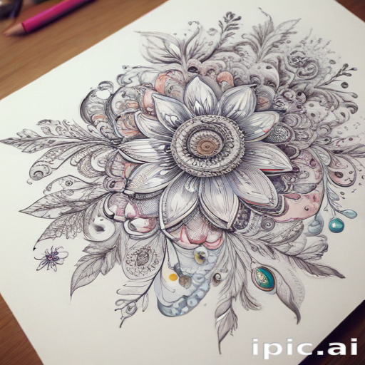 Intricate Floral Design Featuring Detailed Patterns and Soft Color Accents