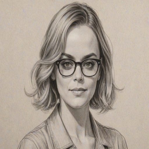 Fascinating Taryn Manning, pencil sketch, portrait of Radiant woman 1935s in glasses, hair style beatnik, outline, clear lines, fine lines, 8k
