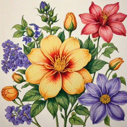 flower drawings color