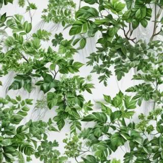 white and greenery background