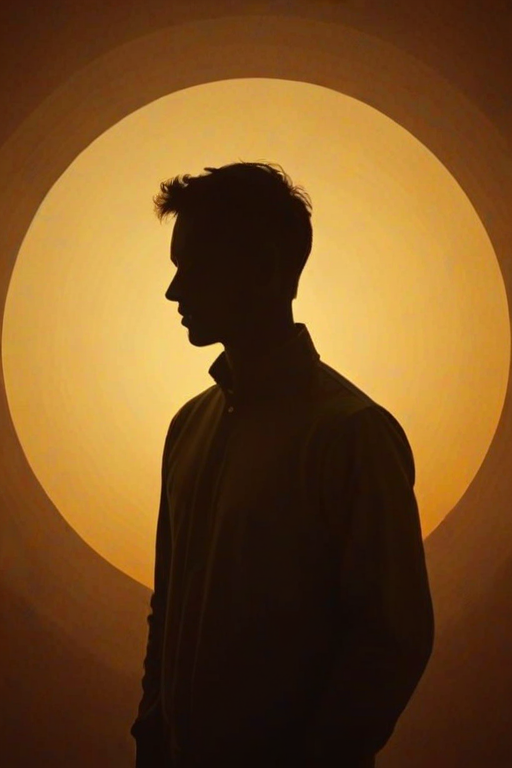 Create a simple silhouette of a person on a circular background with a gradient from yellow to brown.