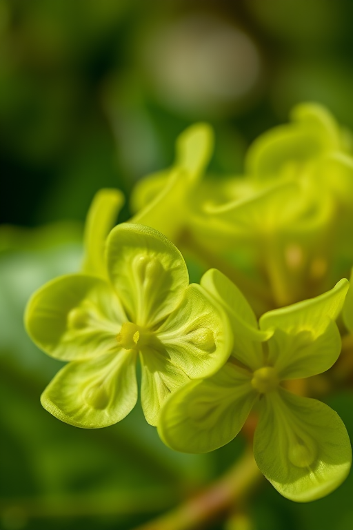 Macro shot of green Hoya flowers with a soft-focus background, f/2.8, ISO 100, 1/200s, natural light, Canon EOS R5 with a 100mm macro lens, close-up angle.