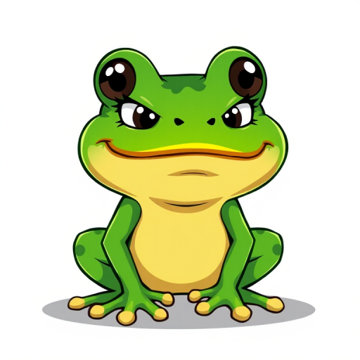 Create a high-resolution digital illustration of a cartoon green frog character with an angry expression, designed in a flat vector style, with a focus on vibrant colors and dynamic lines, captured in a 50mm lens on a DSLR camera at f/8 aperture, with soft lighting and a simple background for emphasis.