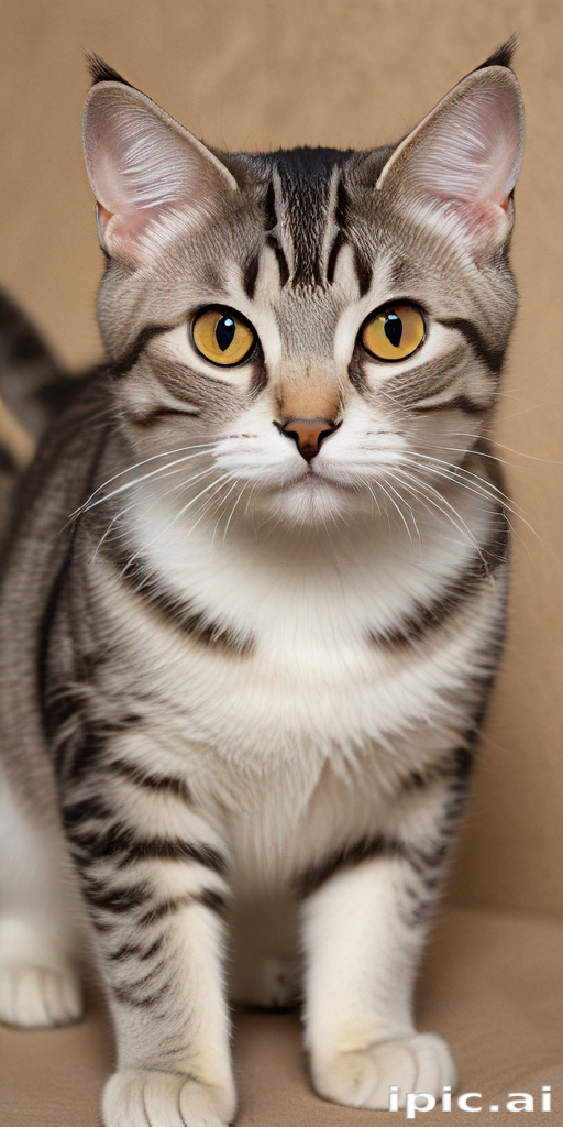 Adorable Tabby Cat with Striking Yellow Eyes Posing for the Camera