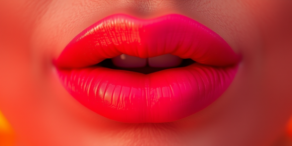 Captivating image of ombre sunset lips transitioning from orange to pink, highlighting a gradual color shift and dimensional depth