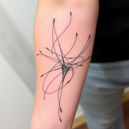 Sketch-style tattoo titled "Ephemeral Artistry" featuring loose, energetic lines and cross-hatching to create the illusion of a pencil drawing brought to life on the skin
