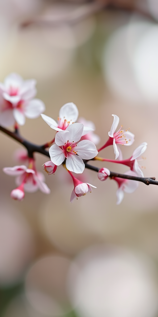 regenerate an image of cherry blossoms on a branch with a gradient background, using a Canon EOS R5, 50mm lens, f/2.8 aperture, ISO 100, 1/200 sec exposure, soft focus style, high resolution