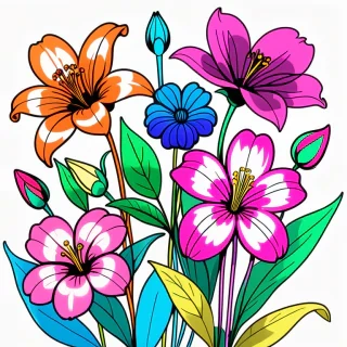 drawings of flowers in color