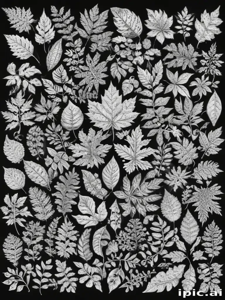 leaves clip art black and white