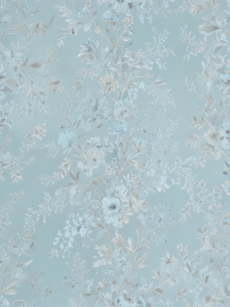 Delicate Floral Pattern on a Soft Blue Background for Elegant Decor.