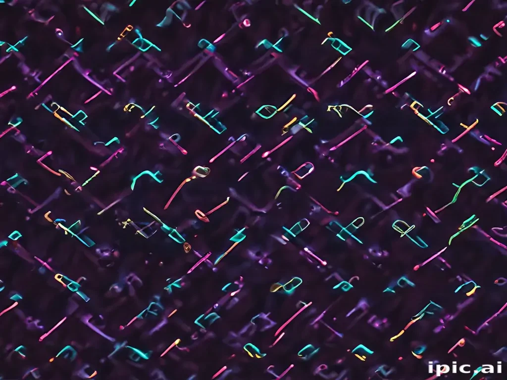 Colorful Abstract Patterns with Vibrant Lines and Shapes on Dark Background