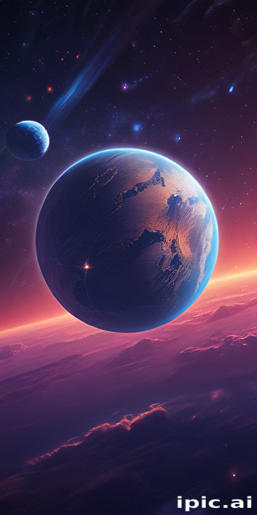 Stunning Cosmic Landscape Featuring a Vibrant Planet and Distant ...