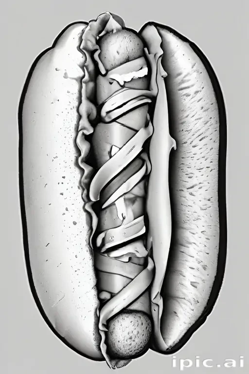 hot dog clipart black and white